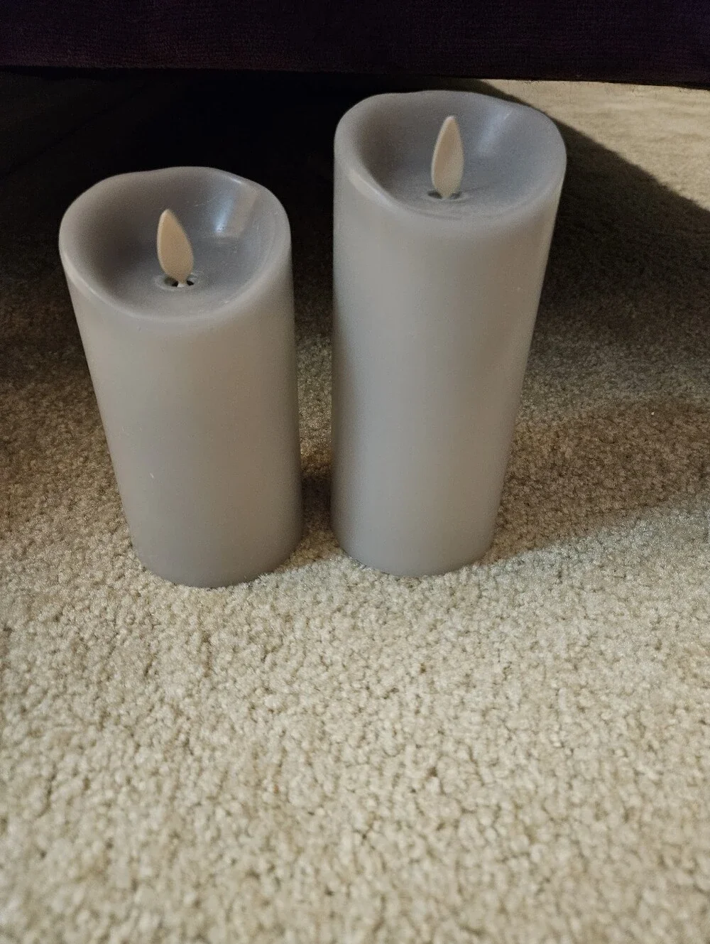 Grey Luminara Pillar Flameless Candles - Set of 2 - Picture 1 of 2
